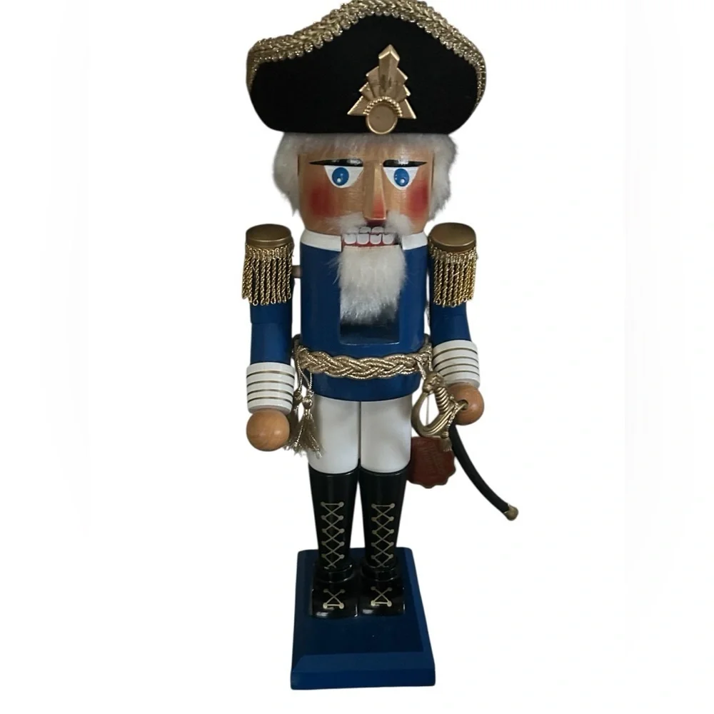 Original Steinbach Volkskunst Blue Officer Nutcracker Germany Handcrafted Decor